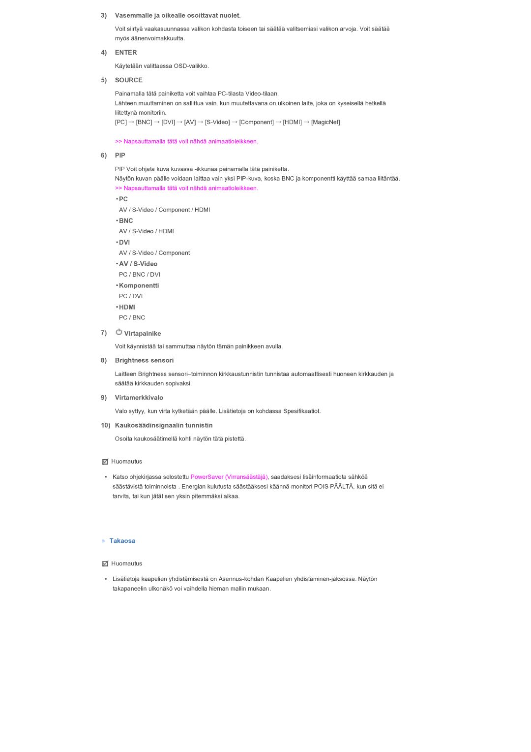 Samsung LS40BPTNB/EDC, LS46BPTNS/EDC, LS46BPTNB/EDC manual Enter, Source, Bnc, Dvi, Hdmi 