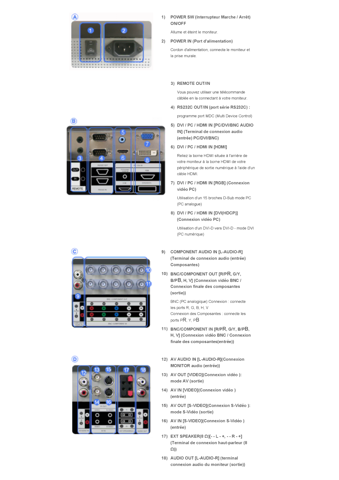 Samsung LS40BPPNS/EDC, LS46BPTNS/EDC, LS46BPPNB/EDC, LS40BPPNB/EDC manual On/Off, Remote OUT/IN, DVI / PC / Hdmi in Hdmi 