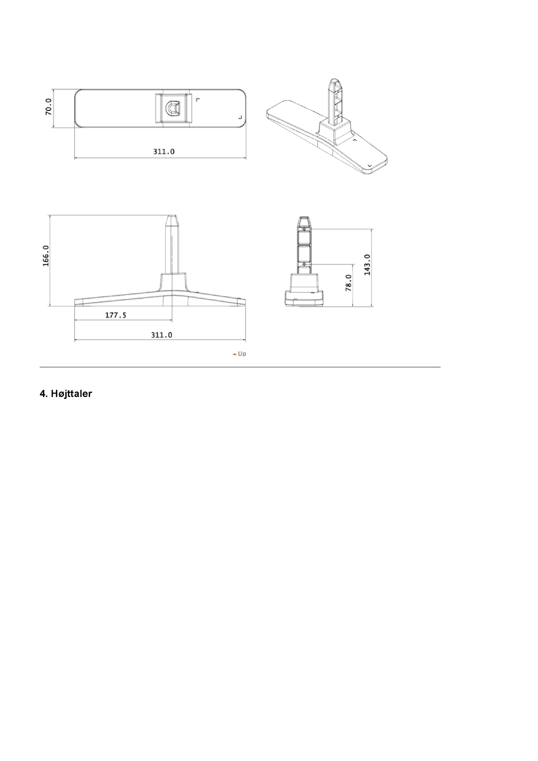 Samsung LS46BPTNS/EDC, LS46BPPNB/EDC, LS40BPTNB/EDC, LS40BPPNB/EDC, LS46BPTNB/EDC, LS46BPPNS/EDC, LS40BPPNS/EDC manual Højttaler 