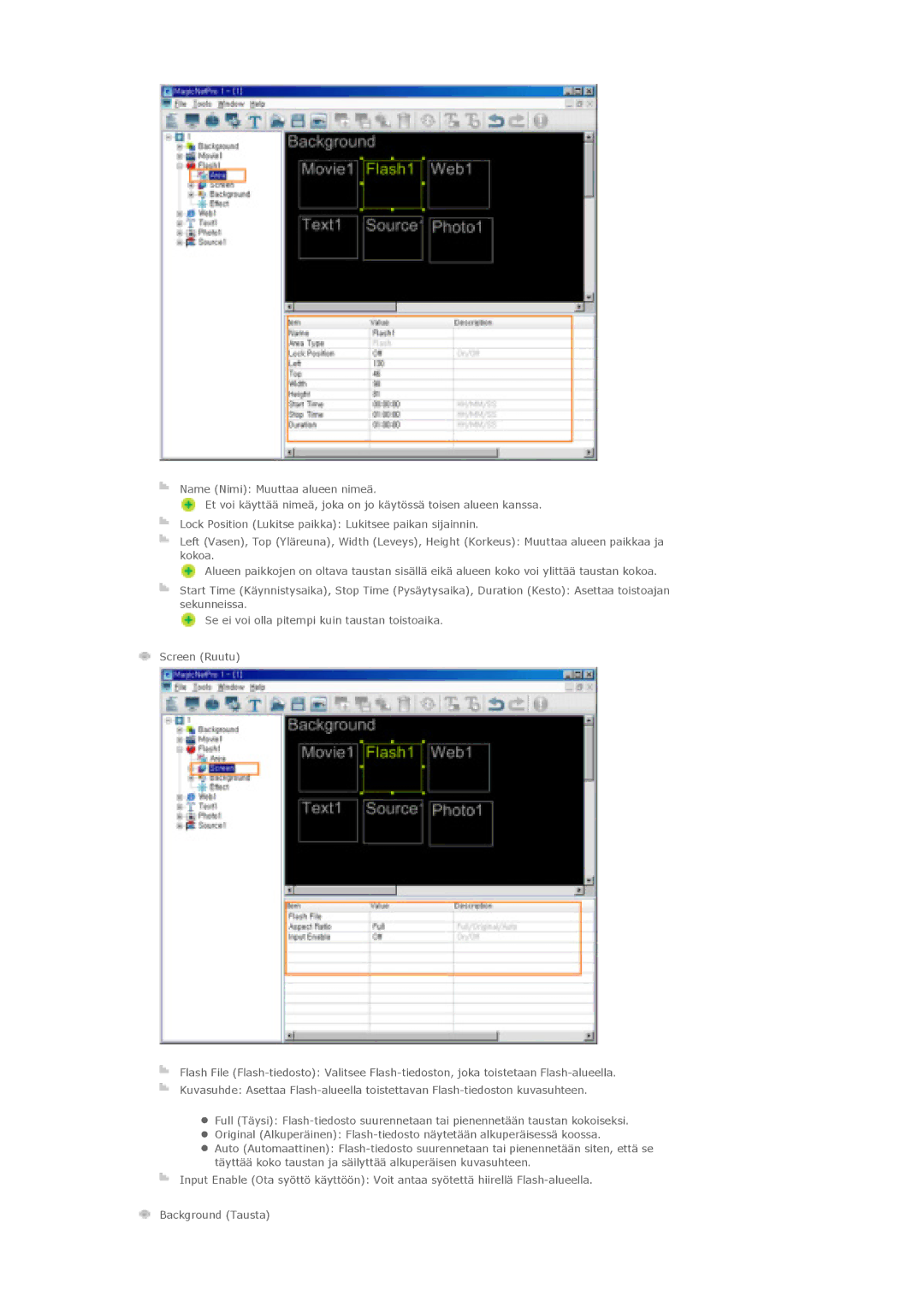 Samsung LS46BPPNB/EDC, LS46BPTNS/EDC, LS40BPTNB/EDC, LS40BPPNB/EDC, LS46BPTNB/EDC manual Name Nimi Muuttaa alueen nimeä 