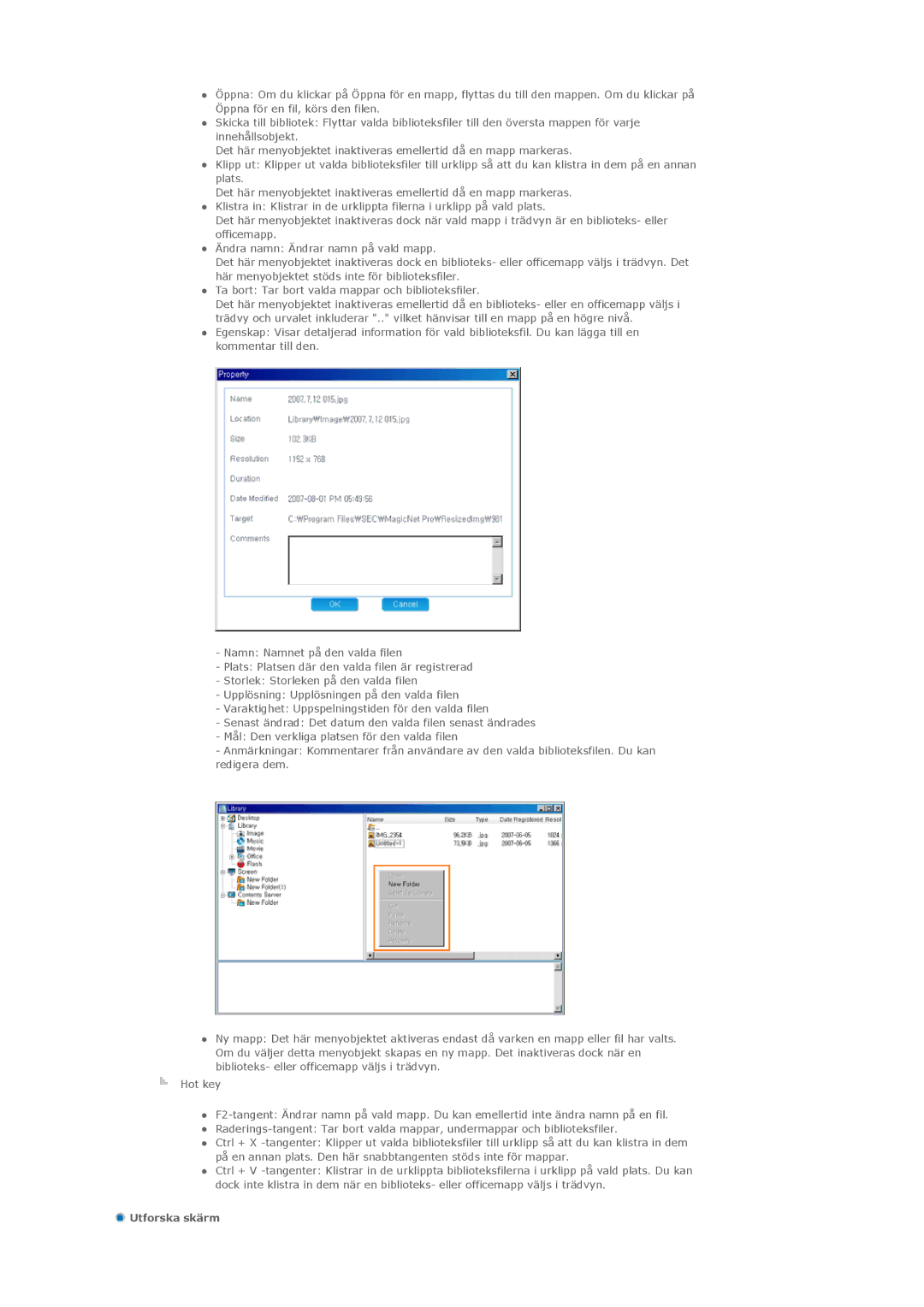 Samsung LS46BPPNB/EDC, LS46BPTNS/EDC, LS40BPTNB/EDC, LS40BPPNB/EDC, LS46BPTNB/EDC, LS46BPPNS/EDC, LS40BPPNS/EDC Utforska skärm 