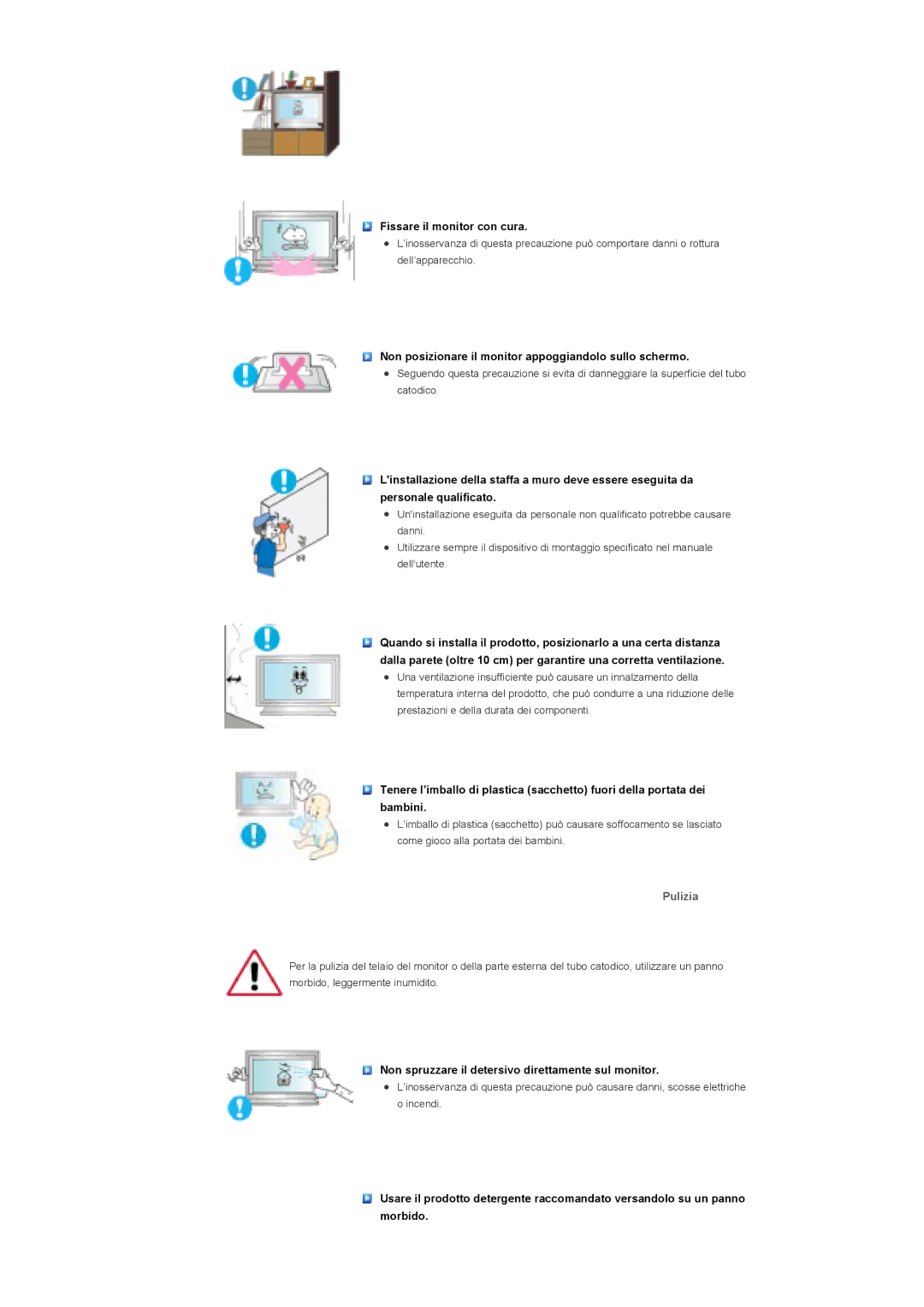 Samsung LS46BPTNB/EDC, LS46BPTNS/EDC, LS46BPPNB/EDC, LS40BPTNB/EDC, LS40BPTNS/EDC, LS40BPPNB/EDC, LS46BPPNS/EDC manual Pulizia 