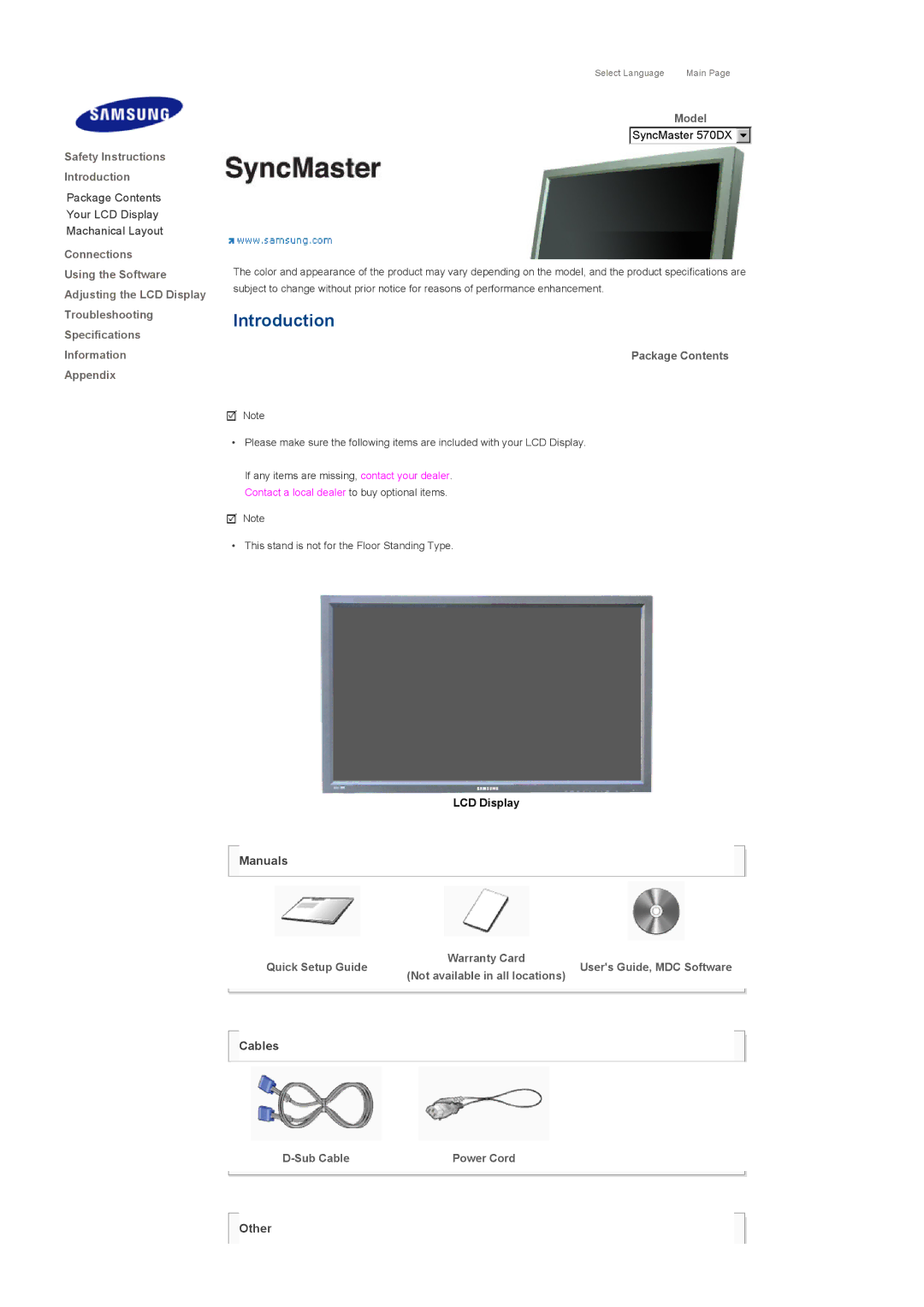 Samsung LS57BPHNS/EDC, LS57BPHNB/EDC Safety Instructions Introduction, Package Contents, Quick Setup Guide, Sub Cable 