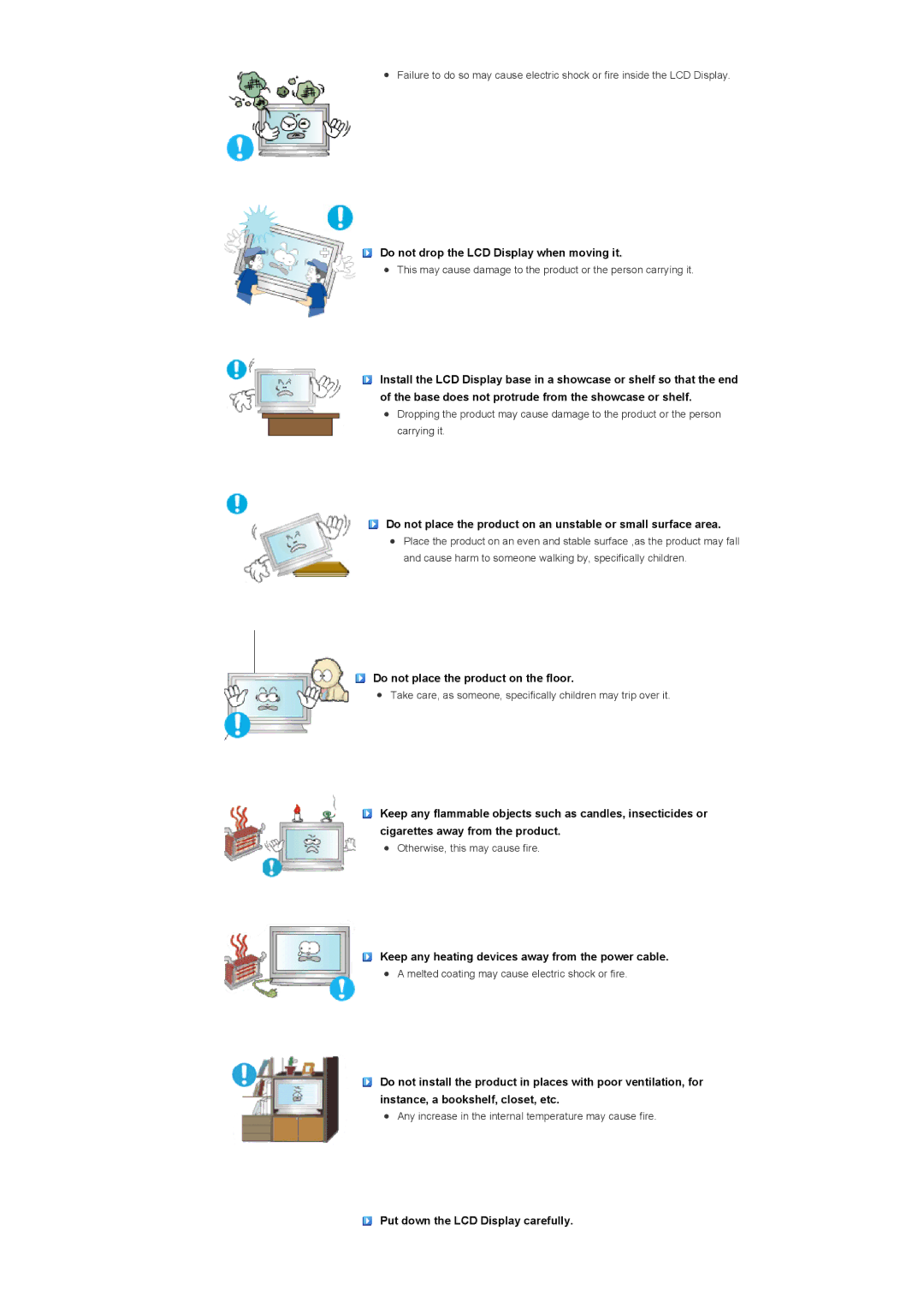 Samsung LS57BPPNBF/EDC, LS57BPHNB/EDC, LS57BPHNS/EDC, LS57BPPNS/EDC manual Do not drop the LCD Display when moving it 