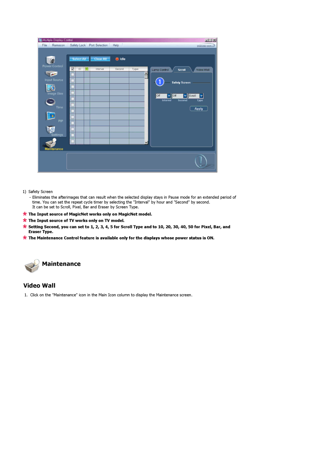 Samsung LS57BPPNS/EDC, LS57BPHNB/EDC, LS57BPHNS/EDC, LS57BPHNBF/EDC, LS57BPPNBF/EDC manual Maintenance Video Wall 