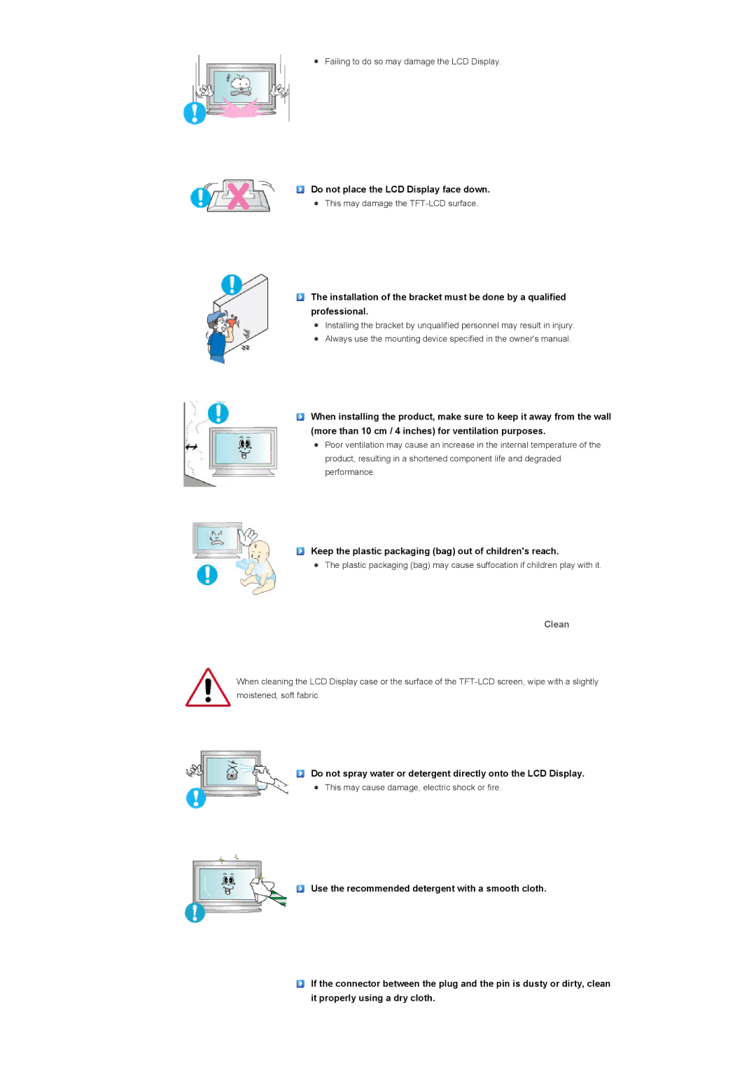 Samsung LS57BPHNB/EDC, LS57BPHNS/EDC, LS57BPPNS/EDC, LS57BPHNBF/EDC, LS57BPPNBF/EDC manual Clean 