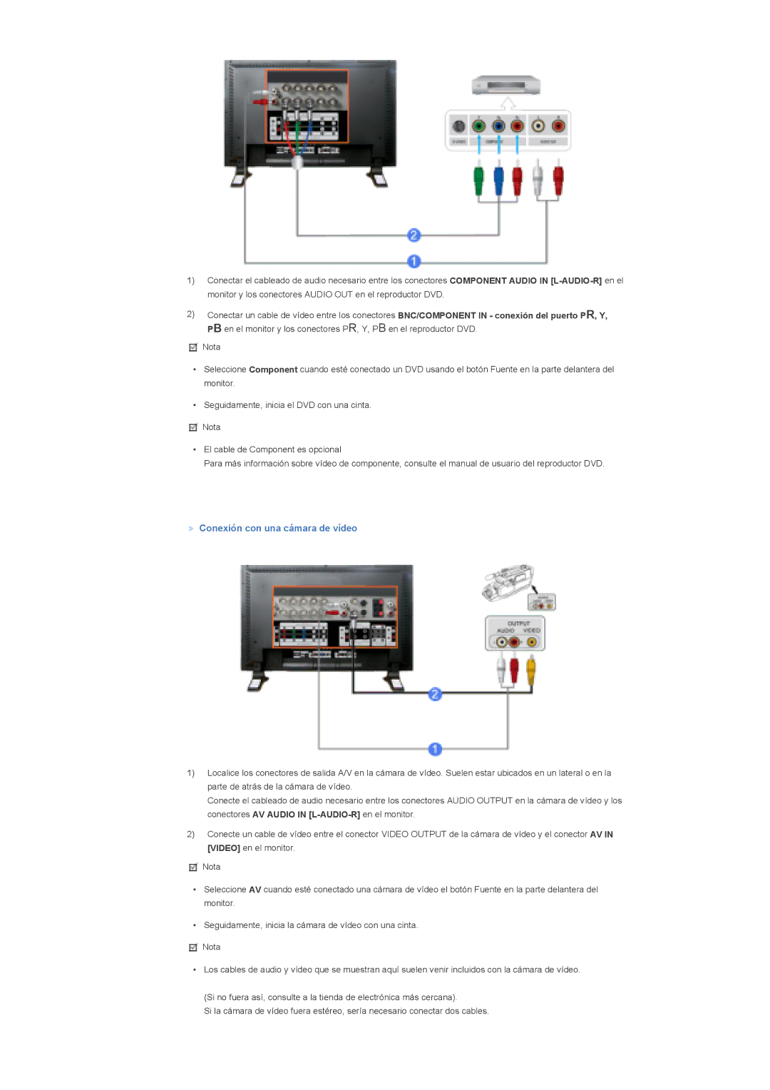 Samsung LS57BPHNBF/EDC, LS57BPHNB/EDC, LS57BPHNS/EDC, LS57BPPNS/EDC, LS57BPPNBF/EDC manual Conexión con una cámara de vídeo 