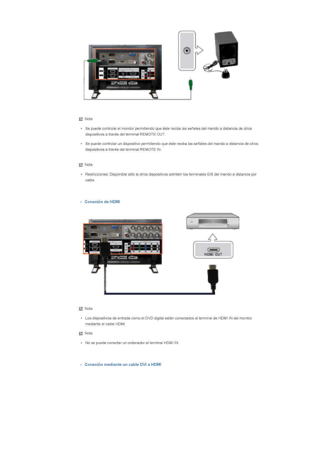 Samsung LS57BPHNS/EDC, LS57BPHNB/EDC, LS57BPPNS/EDC, LS57BPHNBF/EDC Conexión de Hdmi, Conexión mediante un cable DVI a Hdmi 