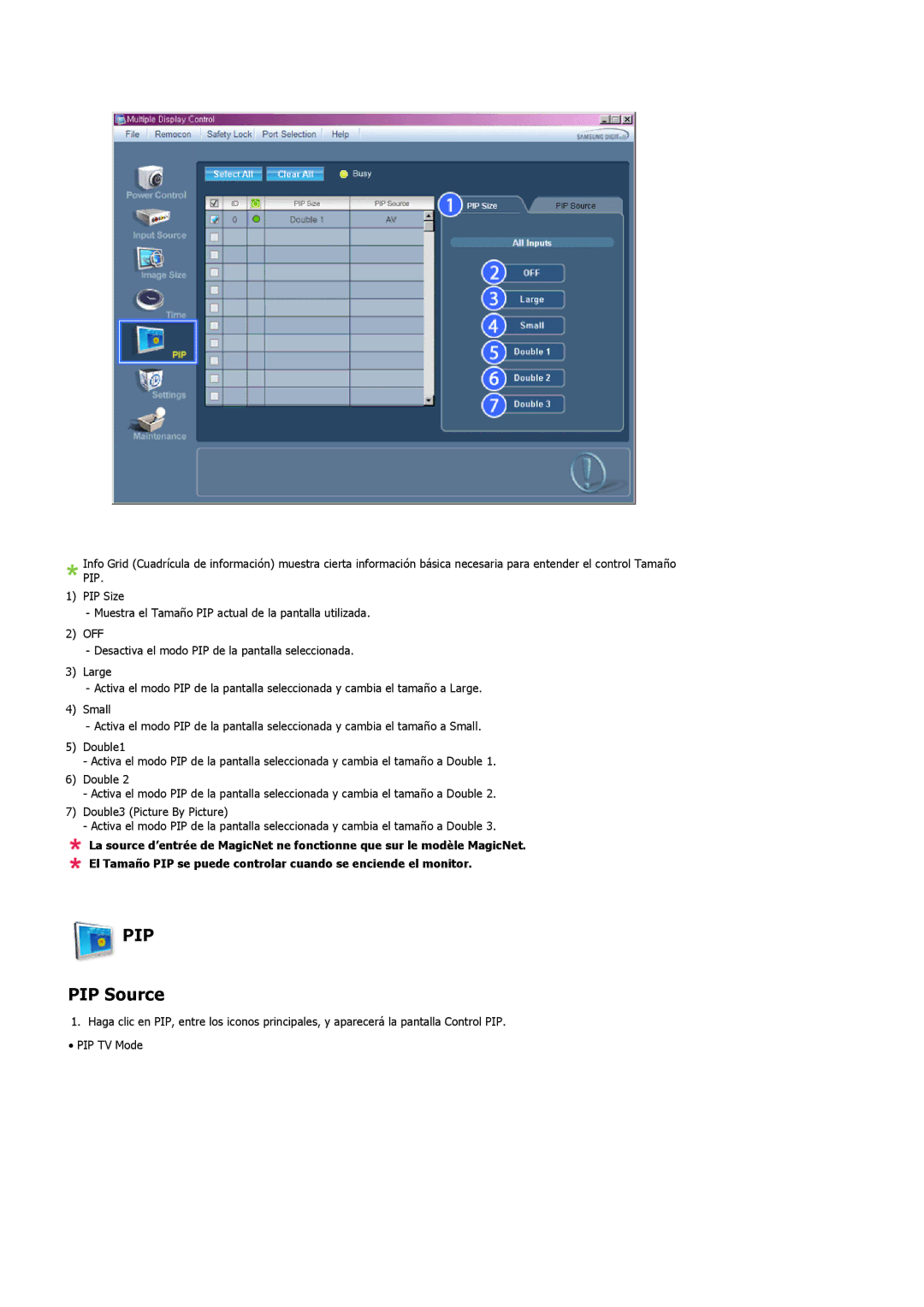 Samsung LS57BPHNB/EDC, LS57BPHNS/EDC, LS57BPPNS/EDC, LS57BPHNBF/EDC, LS57BPPNBF/EDC manual PIP Source 