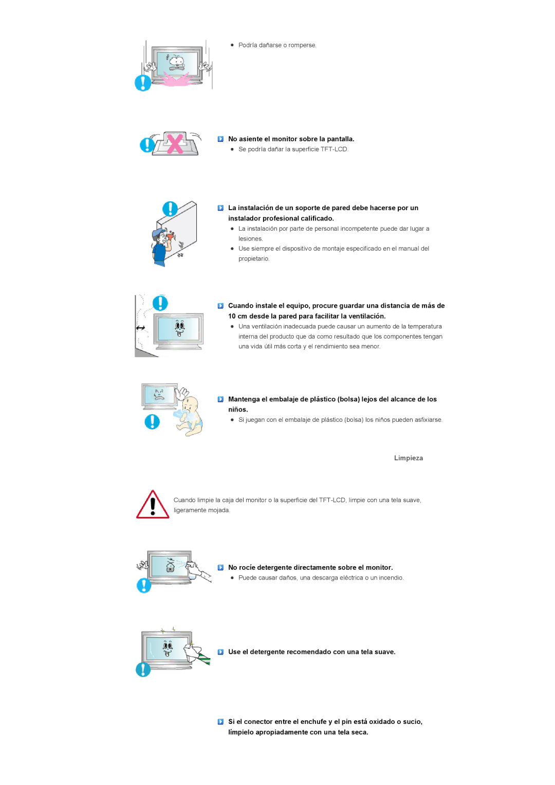 Samsung LS57BPHNB/EDC, LS57BPHNS/EDC, LS57BPPNS/EDC, LS57BPHNBF/EDC, LS57BPPNBF/EDC manual Limpieza 