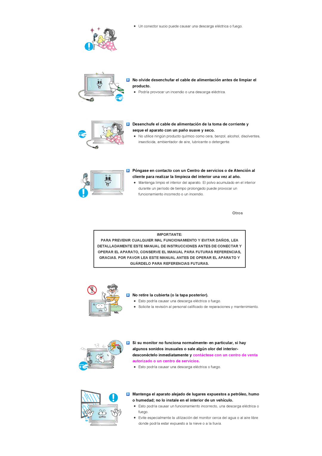 Samsung LS57BPHNS/EDC, LS57BPHNB/EDC, LS57BPPNS/EDC, LS57BPHNBF/EDC manual Otros, No retire la cubierta o la tapa posterior 