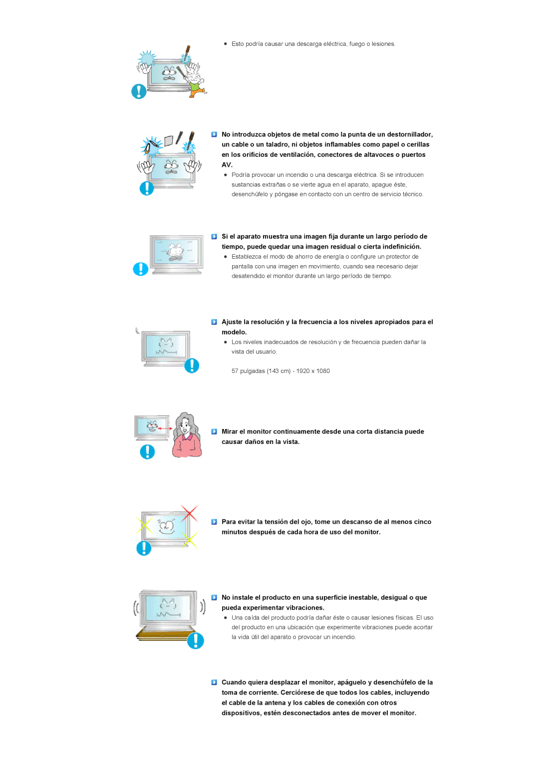 Samsung LS57BPHNBF/EDC, LS57BPHNB/EDC, LS57BPHNS/EDC manual Esto podría causar una descarga eléctrica, fuego o lesiones 