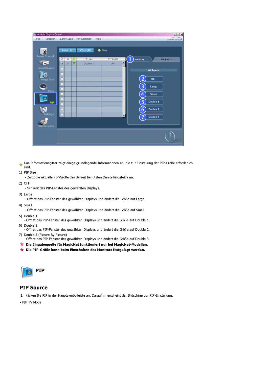 Samsung LS57BPHNB/EDC, LS57BPHNS/EDC, LS57BPPNS/EDC manual PIP Source 