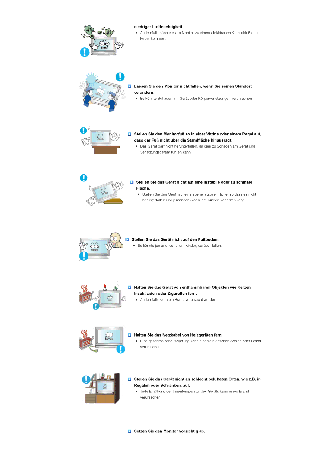 Samsung LS57BPHNS/EDC, LS57BPHNB/EDC, LS57BPPNS/EDC manual Niedriger Luftfeuchtigkeit 