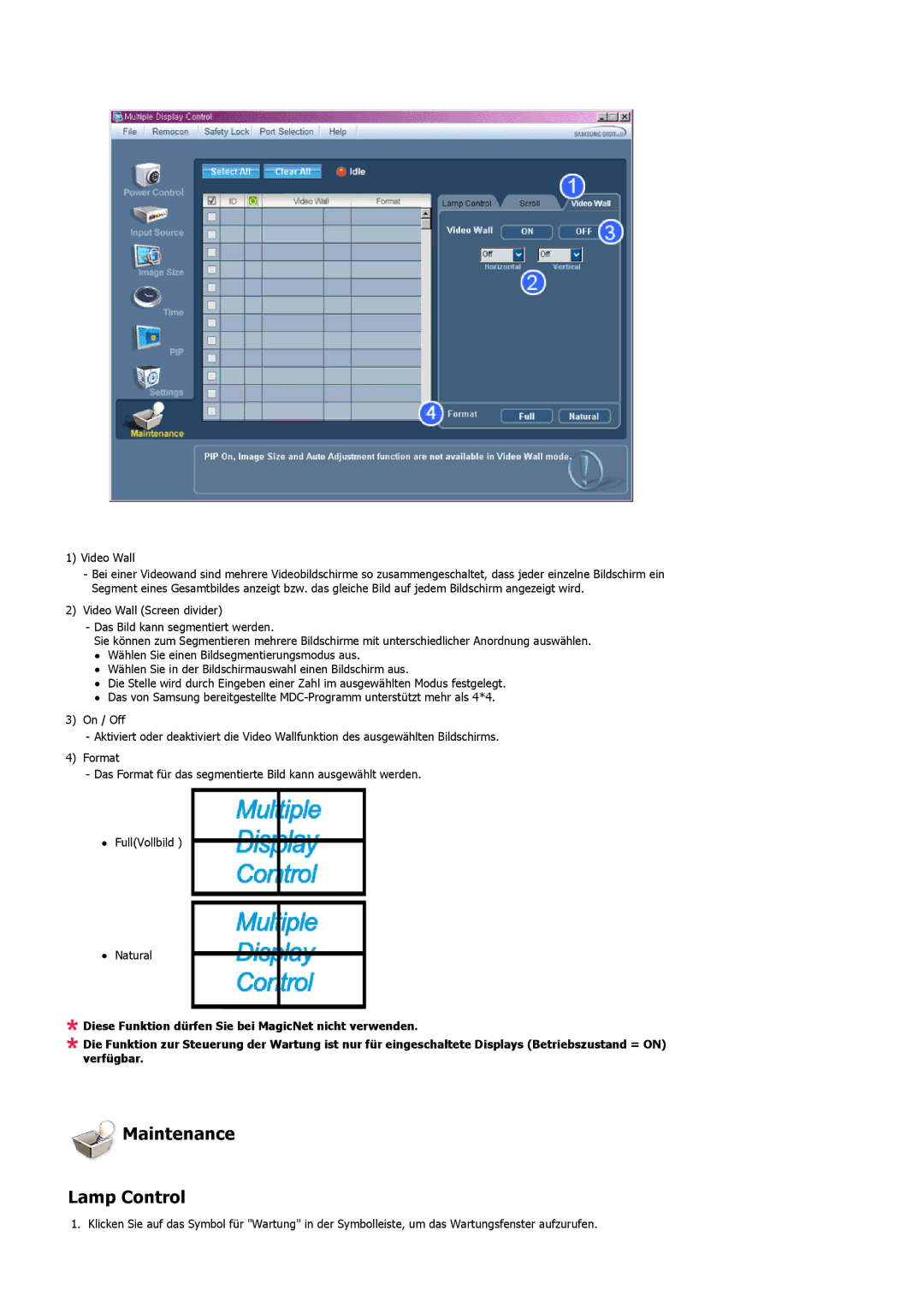 Samsung LS57BPHNS/EDC, LS57BPHNB/EDC, LS57BPPNS/EDC manual Maintenance Lamp Control 