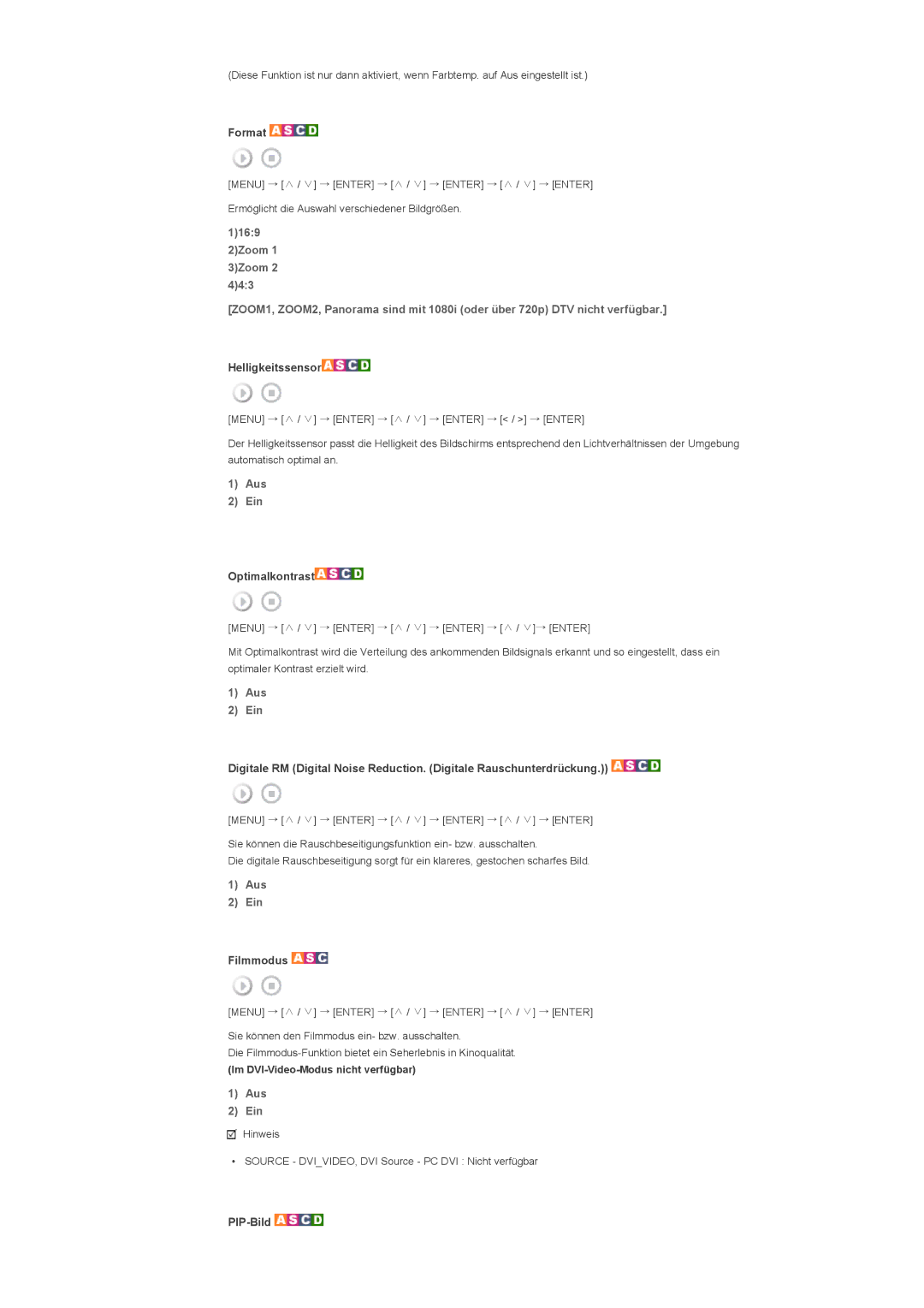 Samsung LS57BPPNS/EDC, LS57BPHNB/EDC, LS57BPHNS/EDC manual Optimalkontrast, Filmmodus 