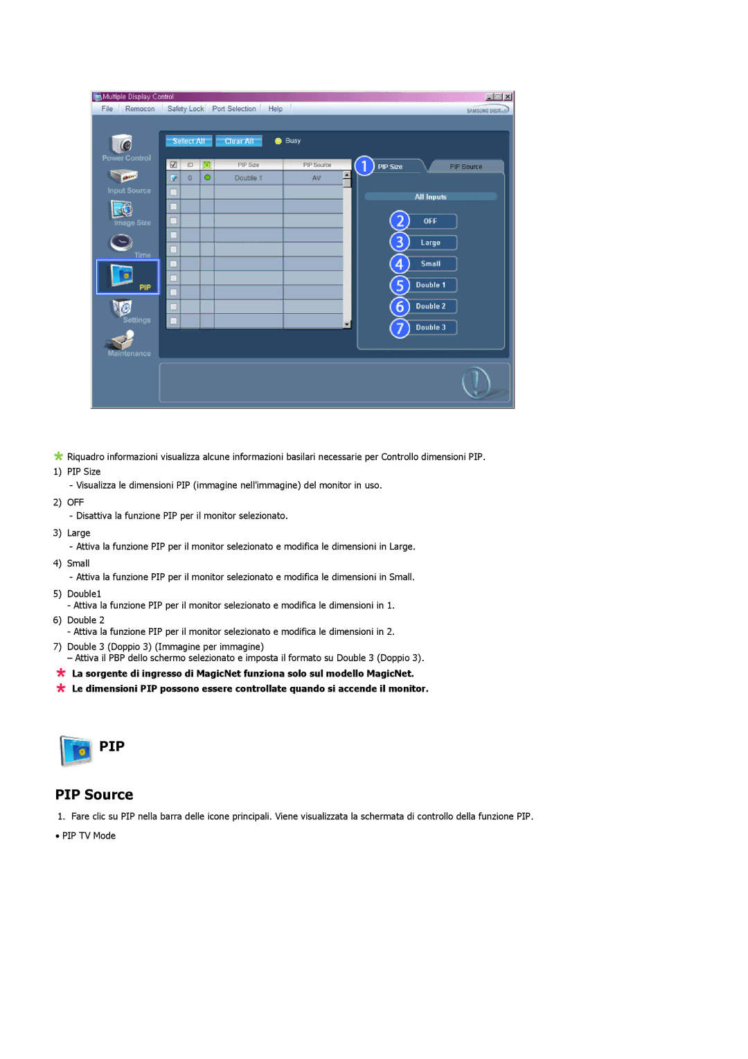 Samsung LS57BPHNS/EDC, LS57BPHNB/EDC, LS57BPPNS/EDC manual PIP Source 