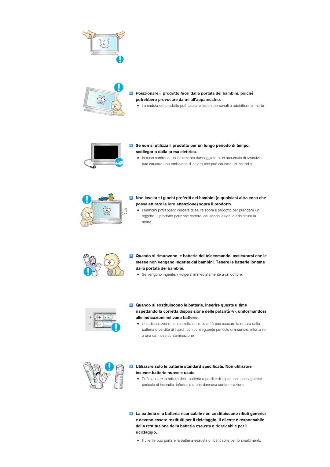 Samsung LS57BPHNB/EDC, LS57BPHNS/EDC, LS57BPPNS/EDC manual Se vengono ingerite, rivolgersi immediatamente a un dottore 