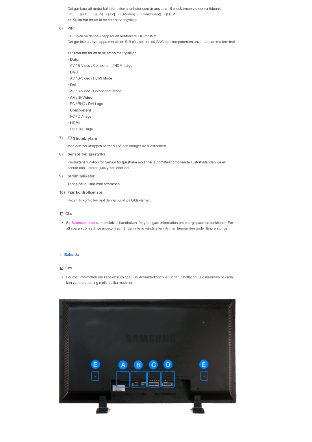 Samsung LS57BPHNS/EDC, LS57BPHNB/EDC, LS57BPPNS/EDC manual Bnc, Dvi, Hdmi 