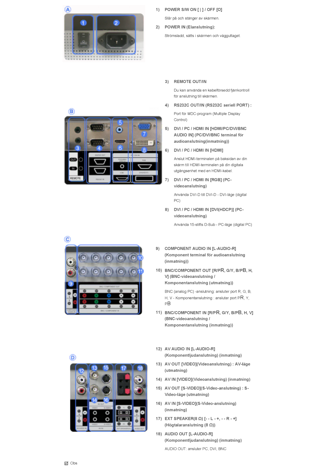 Samsung LS57BPPNS/EDC, LS57BPHNB/EDC, LS57BPHNS/EDC manual Remote OUT/IN, DVI / PC / Hdmi in Hdmi 