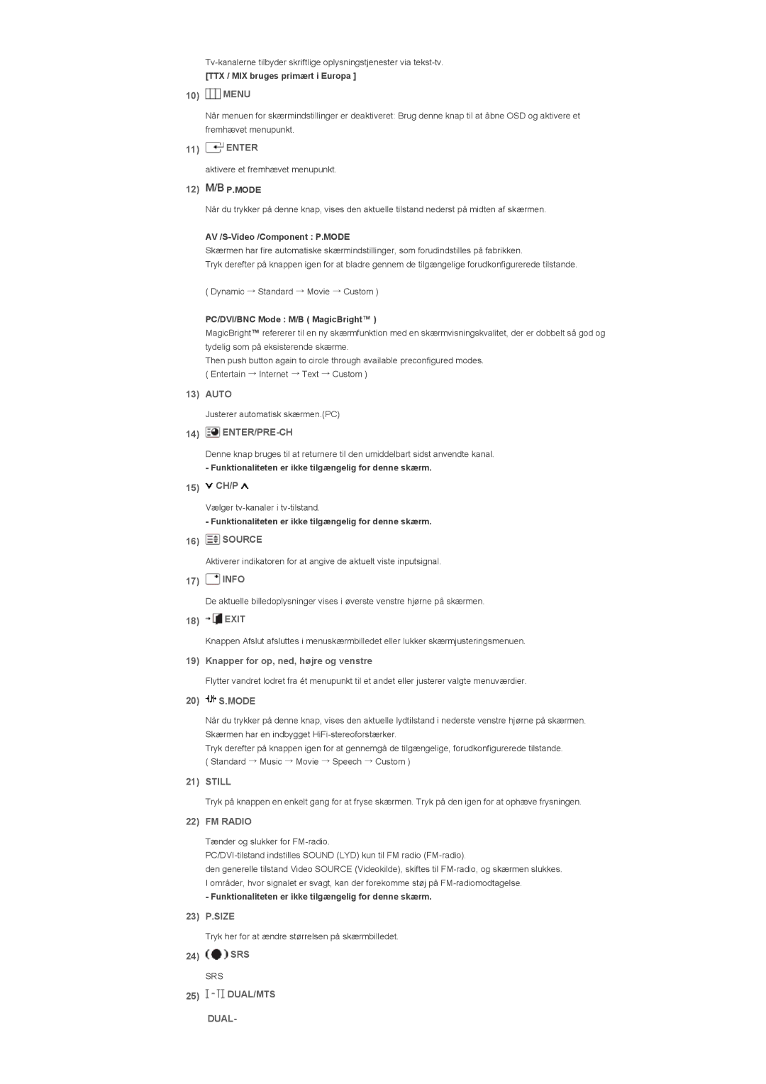 Samsung LS57BPPNS/EDC, LS57BPHNB/EDC, LS57BPHNS/EDC manual Enter/Pre-Ch, Still, FM Radio, DUAL/MTS Dual 