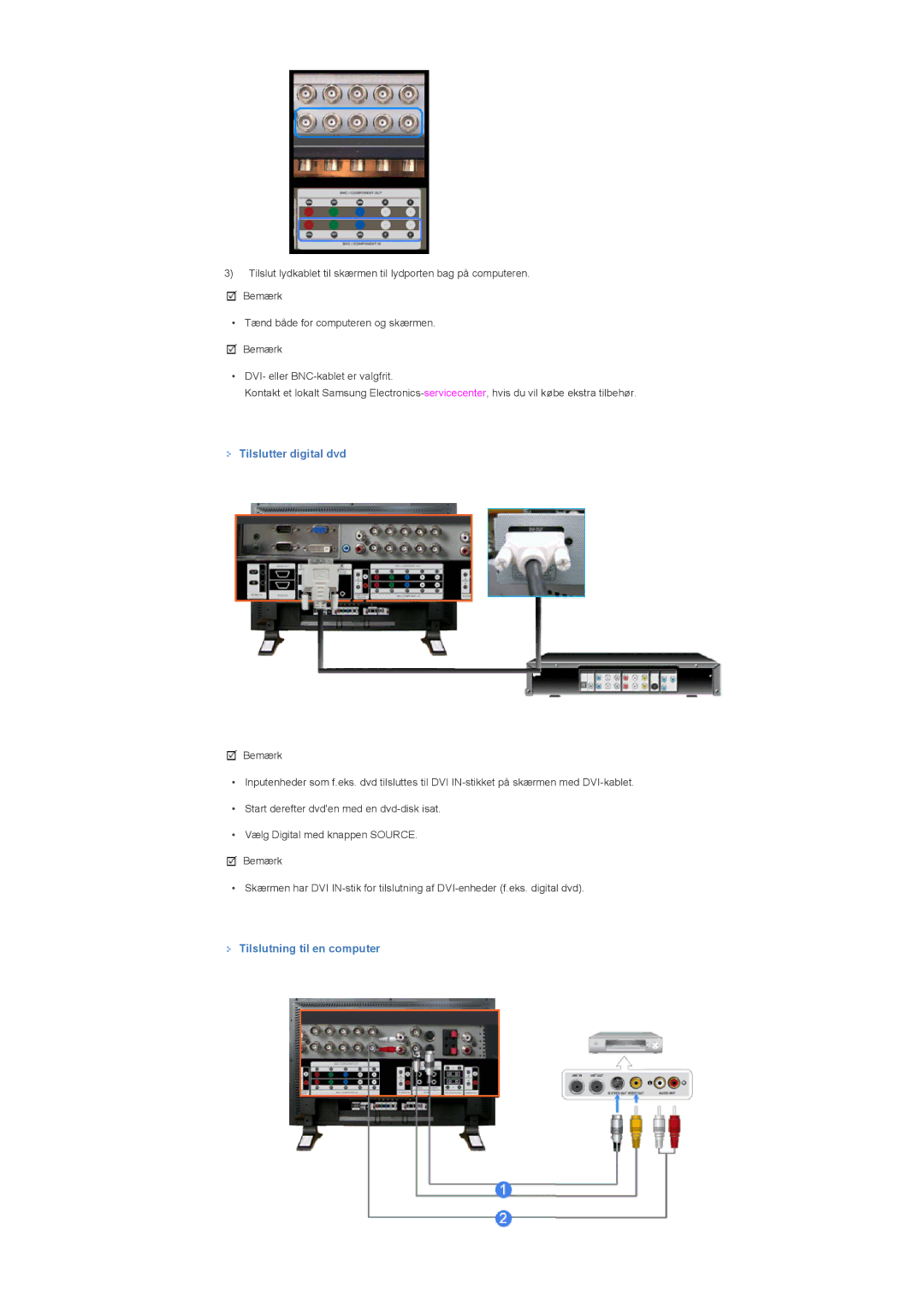 Samsung LS57BPPNS/EDC, LS57BPHNB/EDC, LS57BPHNS/EDC manual Tilslutter digital dvd 