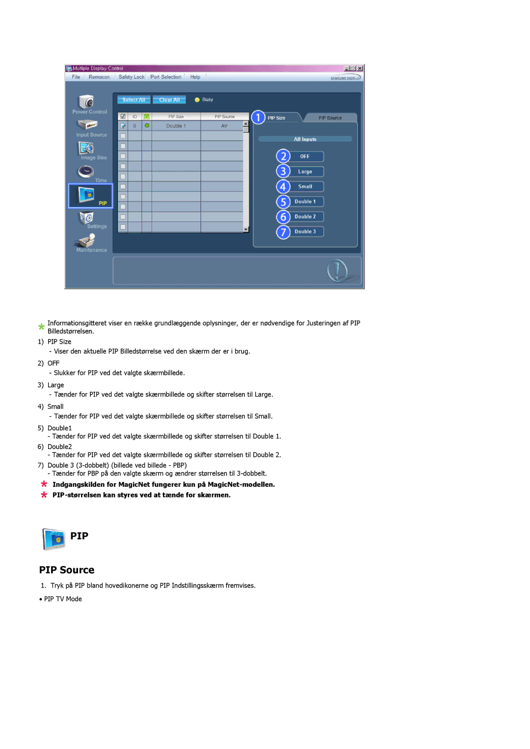 Samsung LS57BPHNS/EDC, LS57BPHNB/EDC, LS57BPPNS/EDC manual PIP Source 