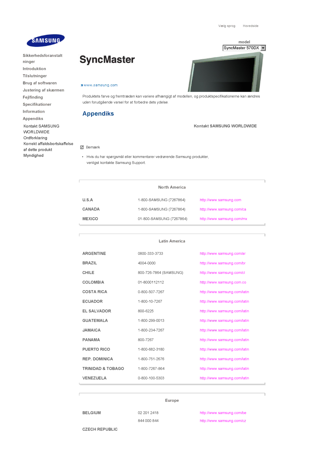 Samsung LS57BPPNS/EDC, LS57BPHNB/EDC, LS57BPHNS/EDC manual Appendiks 