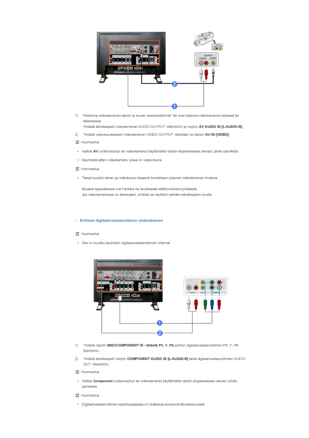 Samsung LS57BPHNS/EDC, LS57BPHNB/EDC, LS57BPPNS/EDC manual Erillisen digitaalivastaanottimen yhdistäminen 