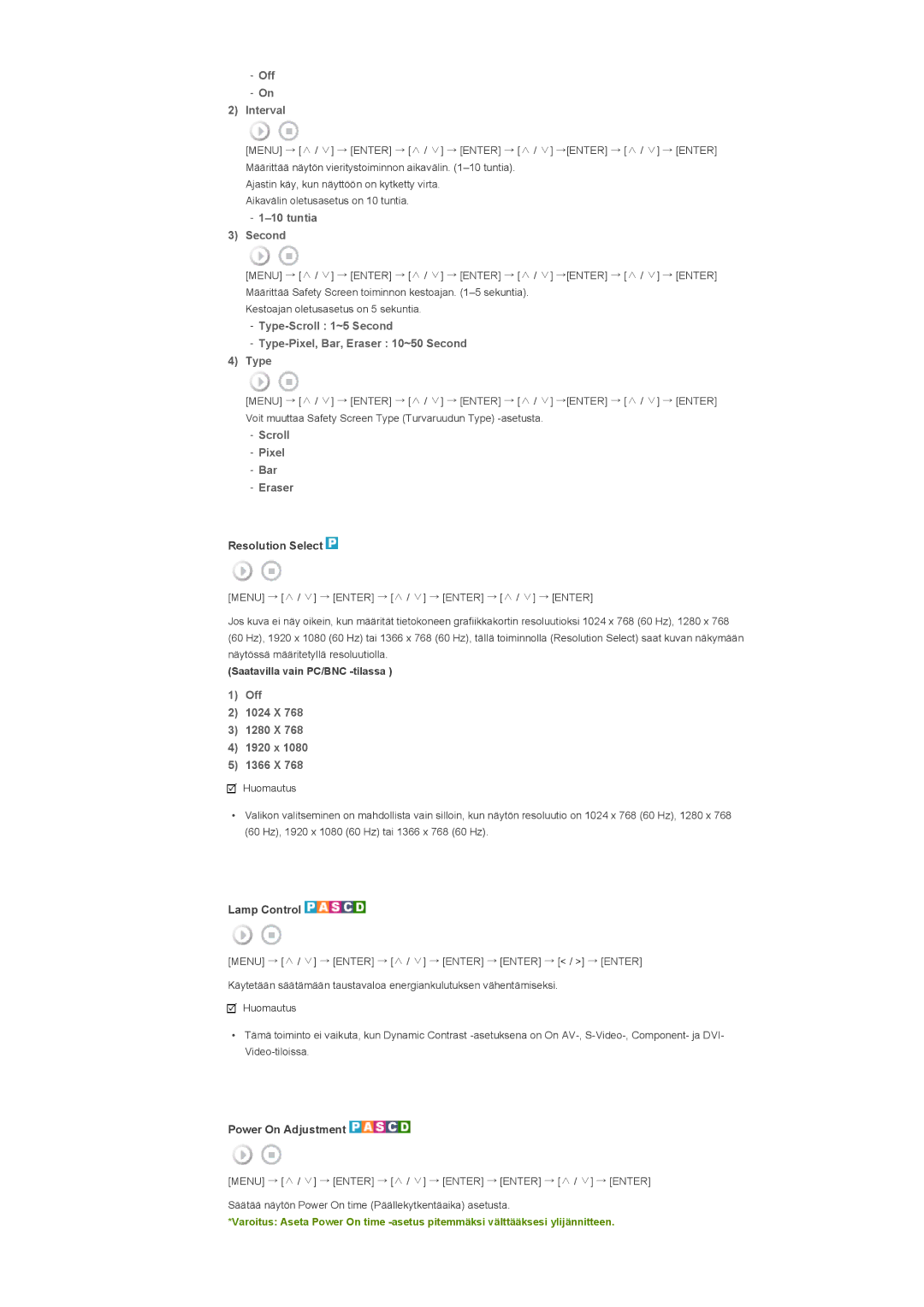 Samsung LS57BPHNS/EDC manual Off Interval, Tuntia Second, Type-Scroll 1~5 Second Type-Pixel, Bar, Eraser 10~50 Second 