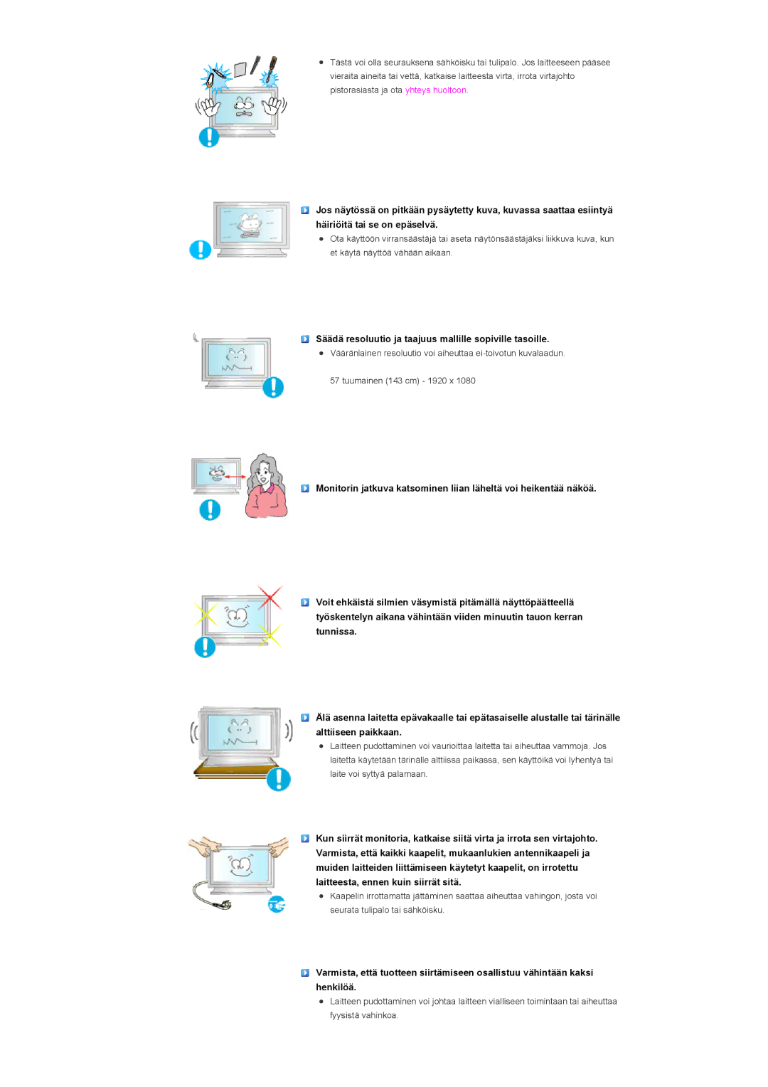 Samsung LS57BPPNS/EDC, LS57BPHNB/EDC, LS57BPHNS/EDC manual Säädä resoluutio ja taajuus mallille sopiville tasoille 