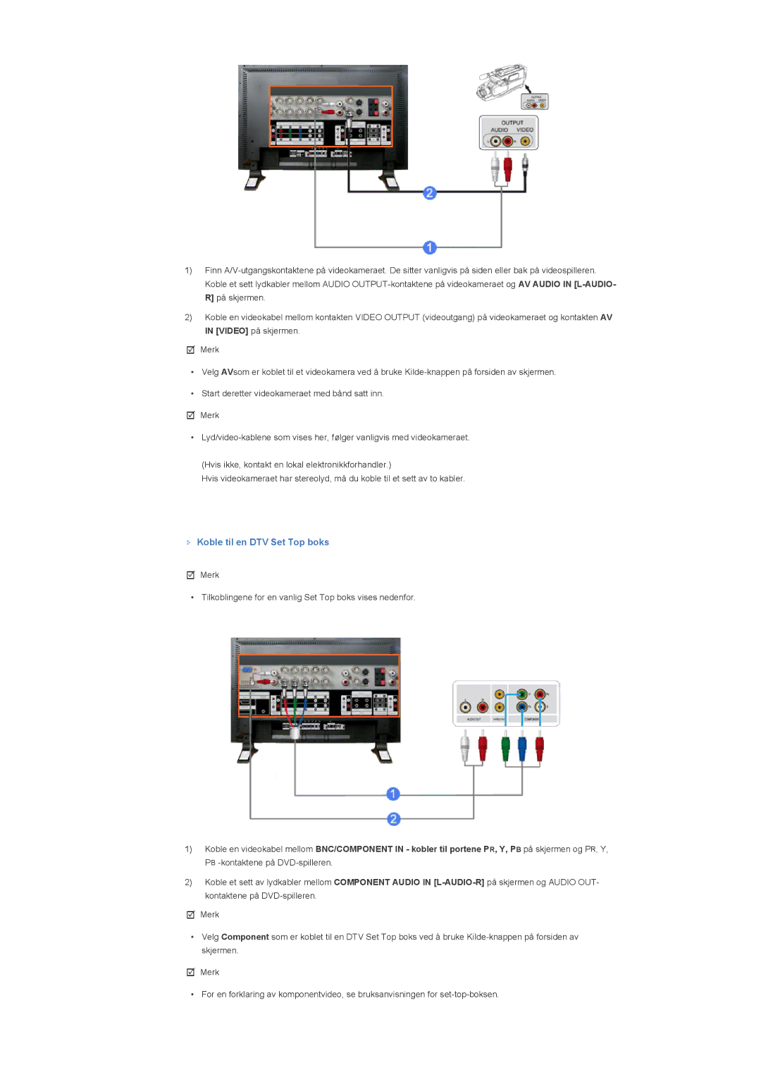 Samsung LS57BPHNS/EDC, LS57BPHNB/EDC, LS57BPPNS/EDC manual Koble til en DTV Set Top boks 