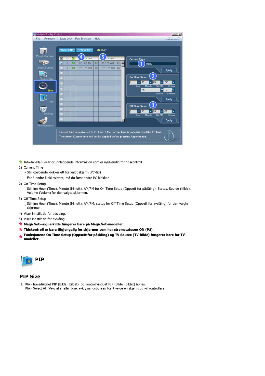 Samsung LS57BPHNB/EDC, LS57BPHNS/EDC, LS57BPPNS/EDC manual Pip, PIP Size 