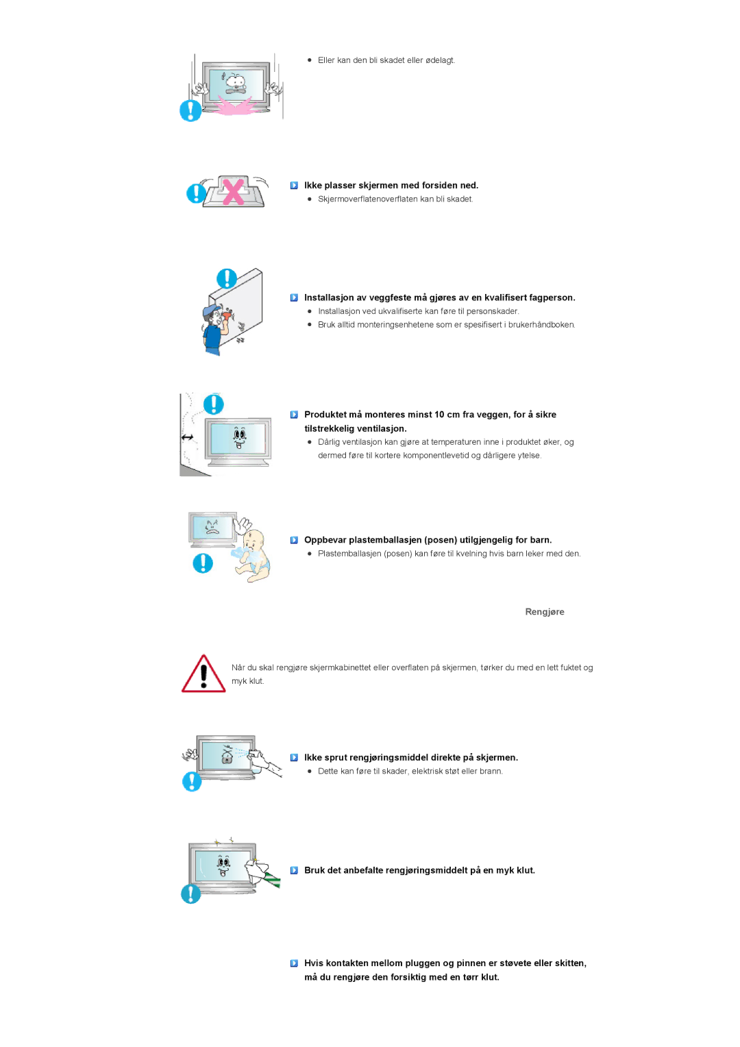 Samsung LS57BPPNS/EDC, LS57BPHNB/EDC, LS57BPHNS/EDC manual Rengjøre 