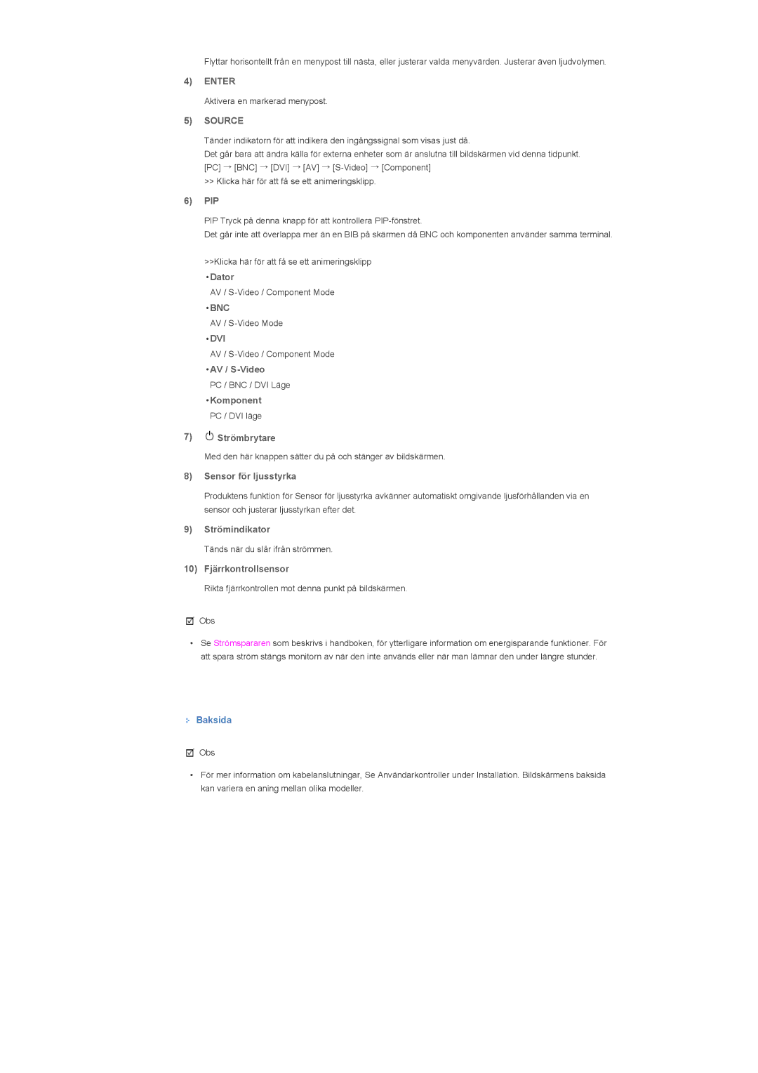 Samsung LS57BPHNS/EDC, LS57BPHNB/EDC, LS57BPPNS/EDC manual Enter, Source, Bnc, Dvi 