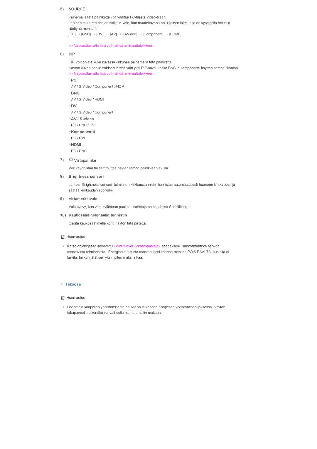 Samsung LS57BPHNS/EDC, LS57BPHNB/EDC, LS57BPPNS/EDC manual Source, Bnc, Dvi, Hdmi 