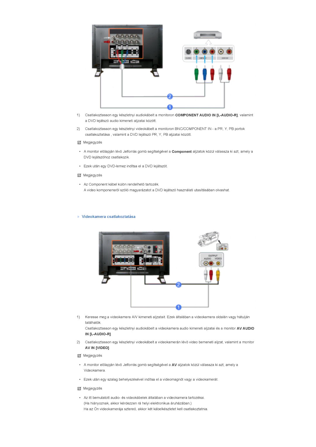 Samsung LS57BPHNS/EDC, LS57BPHNB/EDC, LS57BPPNS/EDC manual Videokamera csatlakoztatása 