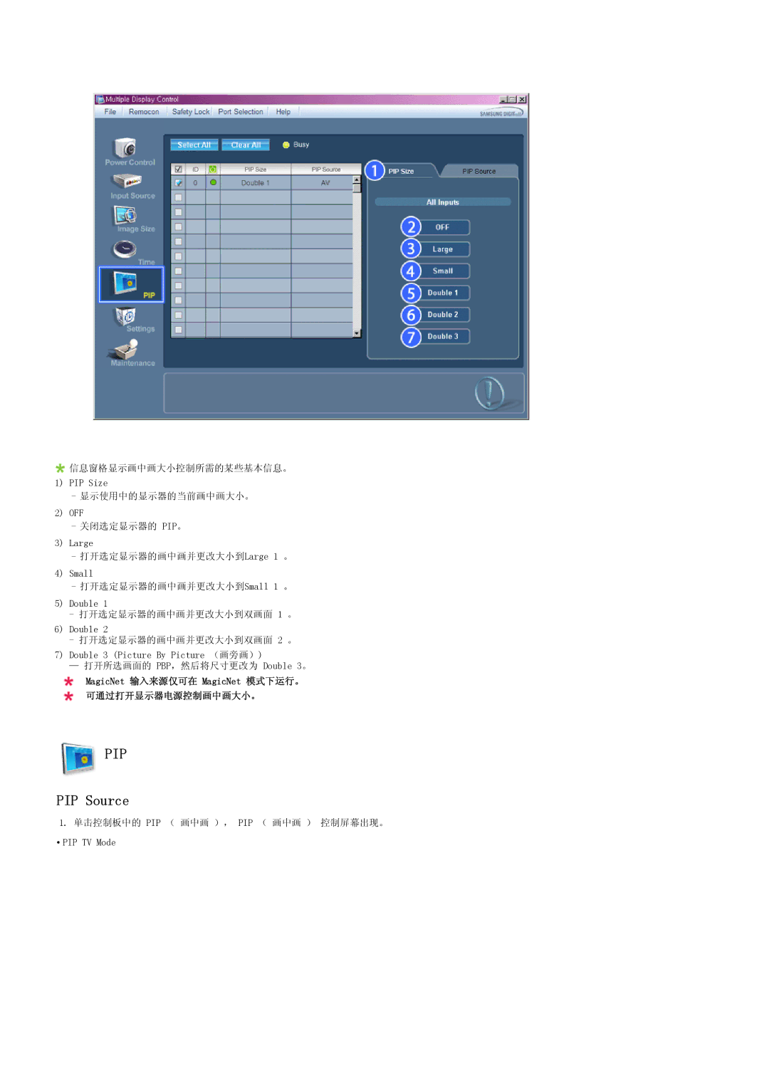 Samsung LS57BPHNB/EDC, LS57BPHNS/EDC, LS57BPPNS/EDC manual PIP Source 