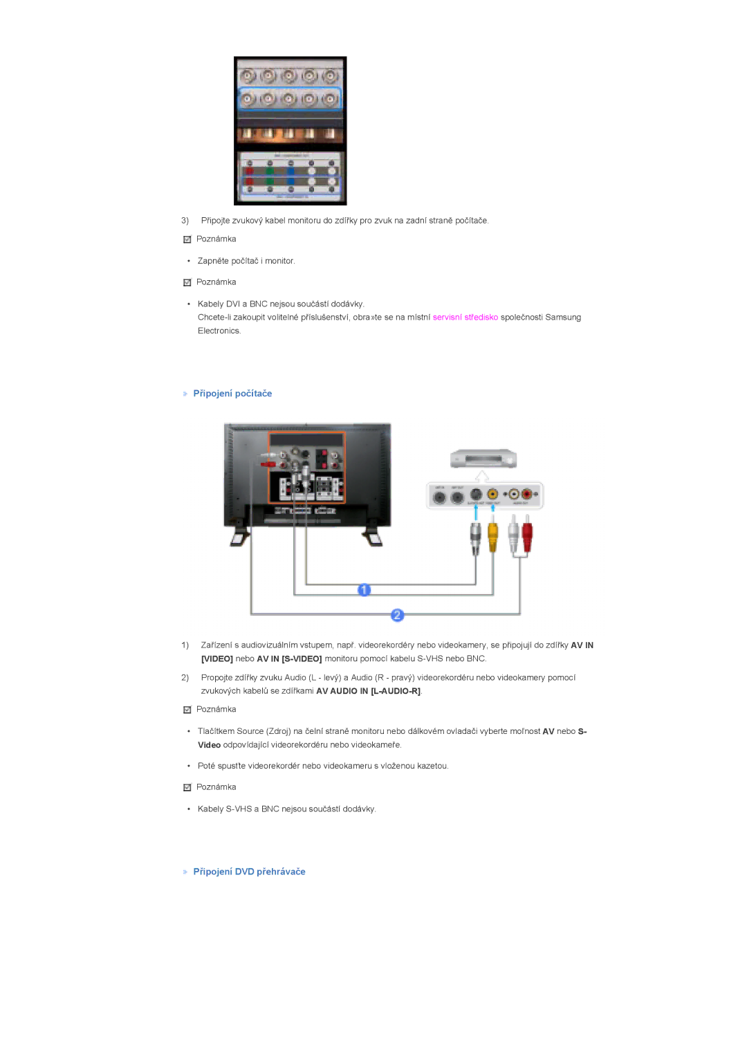 Samsung LS57BPHNB/EDC, LS57BPHNS/EDC manual Připojení DVD přehrávače 