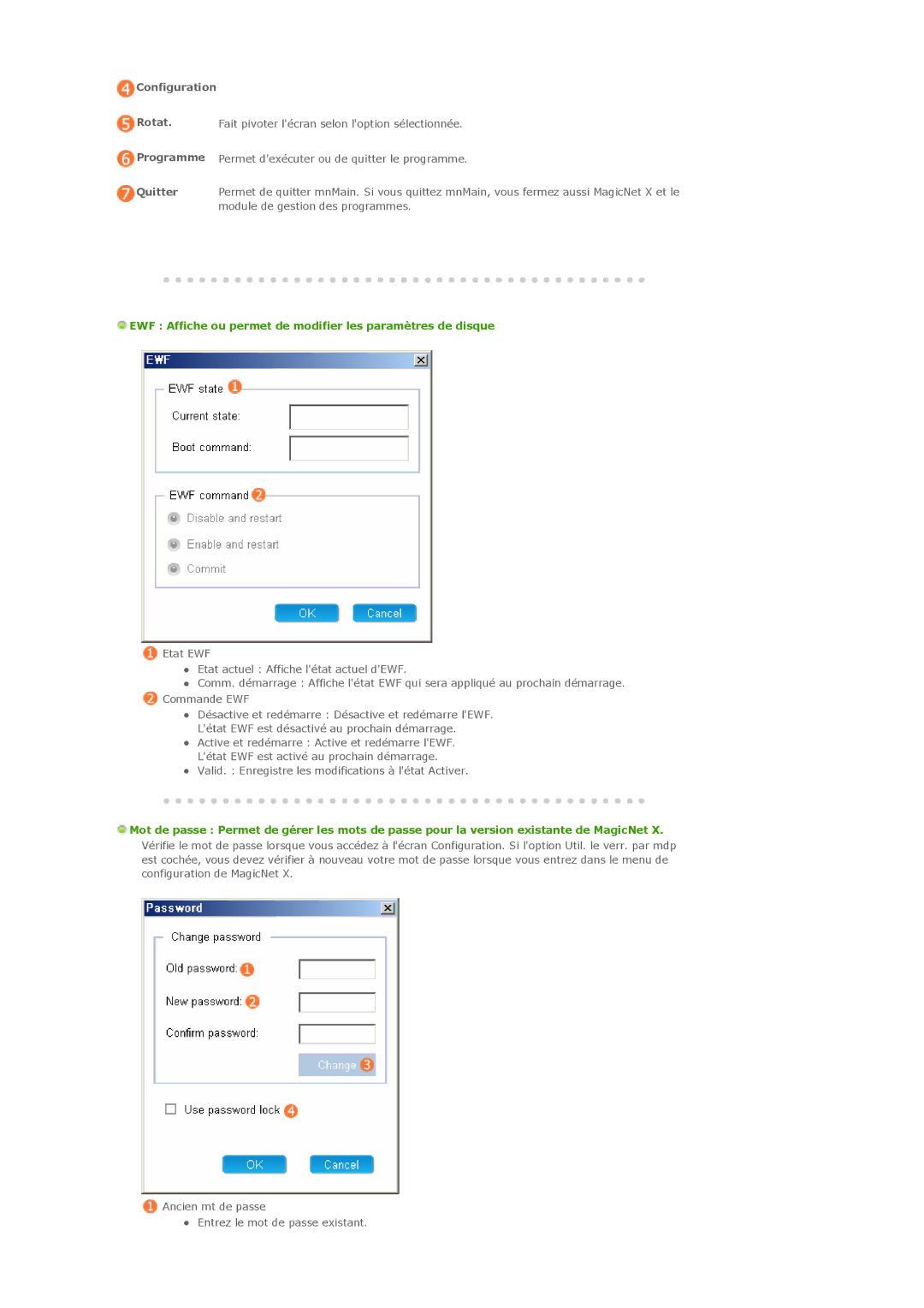 Samsung LS57BPTNBF/EDC manual Module de gestion des programmes, EWF Affiche ou permet de modifier les paramètres de disque 