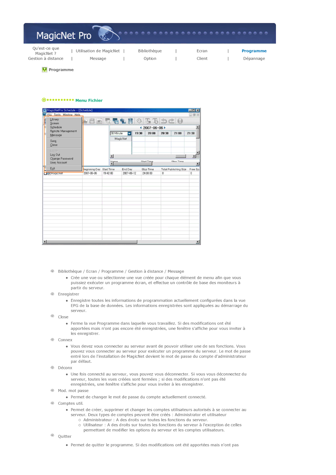 Samsung LS57BPTNB/EDC, LS57BPTNS/EDC, LS57BPTNBF/EDC manual Programme 