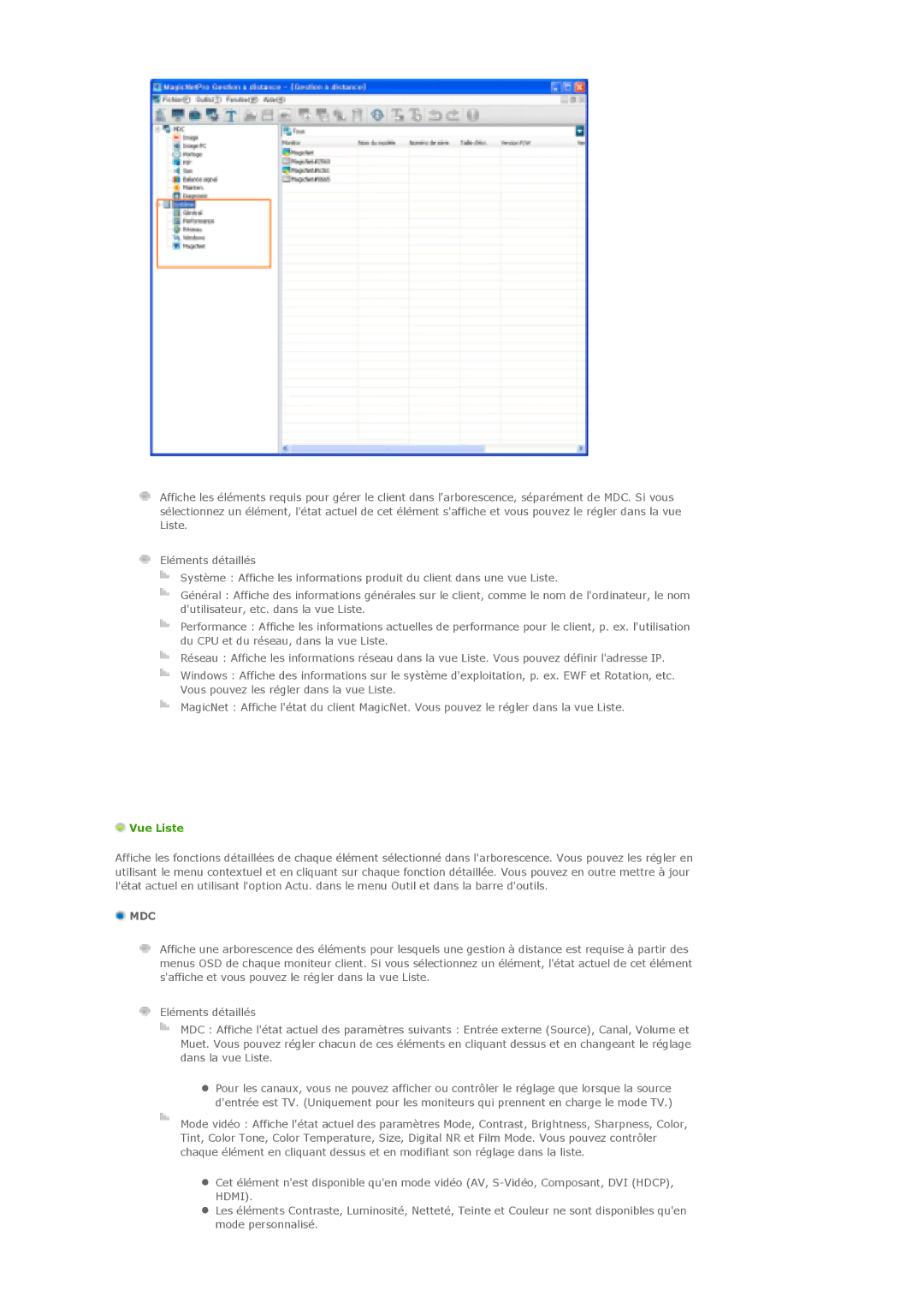 Samsung LS57BPTNS/EDC, LS57BPTNB/EDC, LS57BPTNBF/EDC manual Vue Liste 