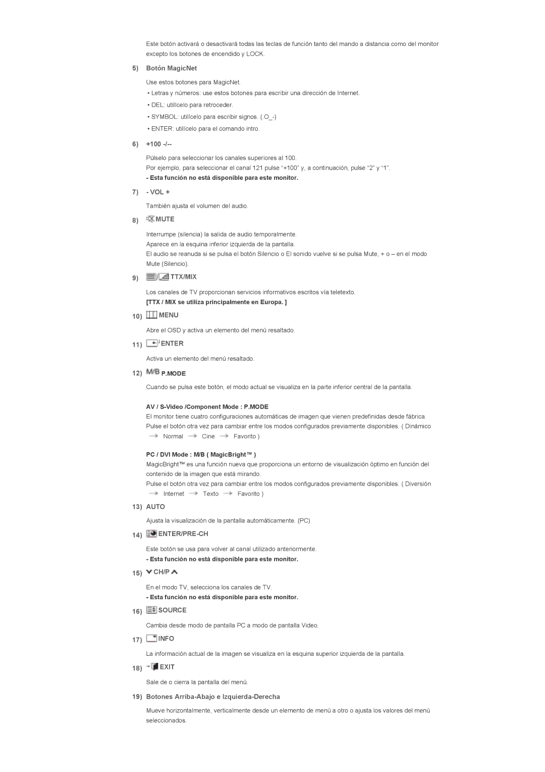 Samsung LS57BPTNS/EDC, LS57BPTNB/EDC manual Ttx/Mix, Enter/Pre-Ch 