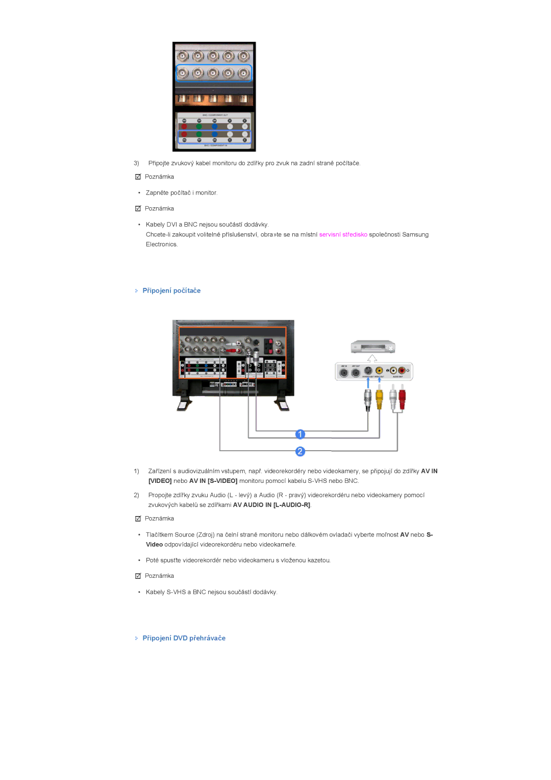 Samsung LS57BPTNS/EDC, LS57BPTNB/EDC manual Připojení DVD přehrávače 