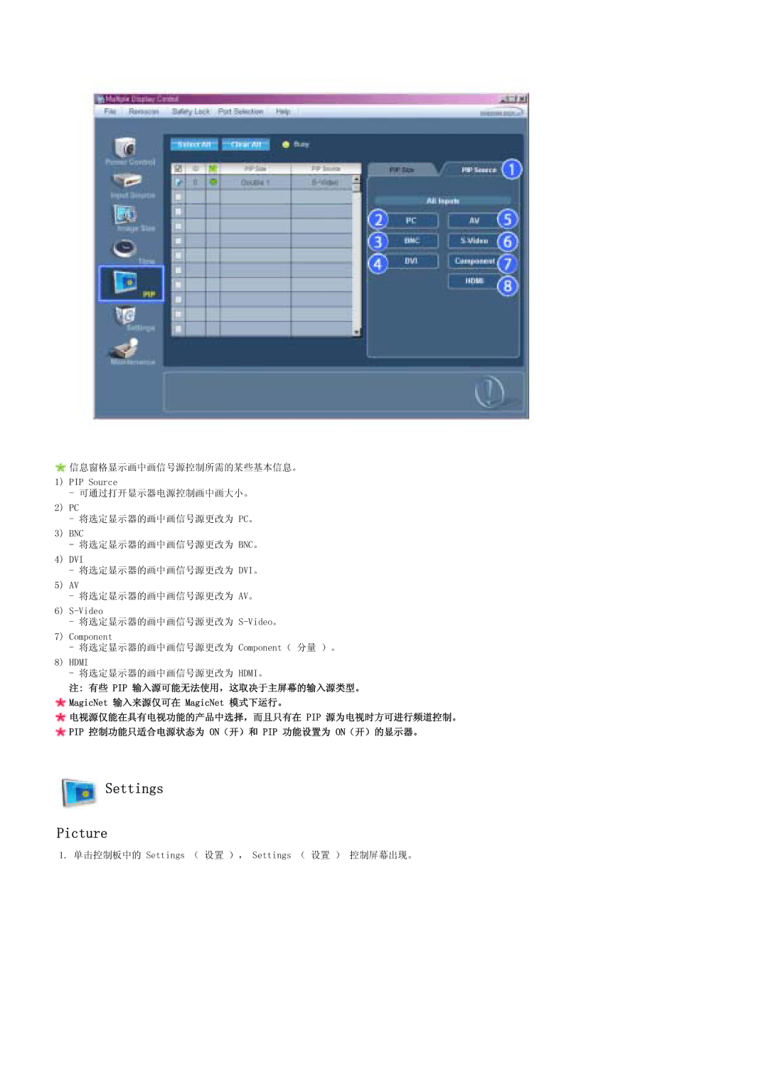 Samsung LS57BPTNB/EDC, LS57BPTNS/EDC manual 6HWWLQJV 3LFWXUH 