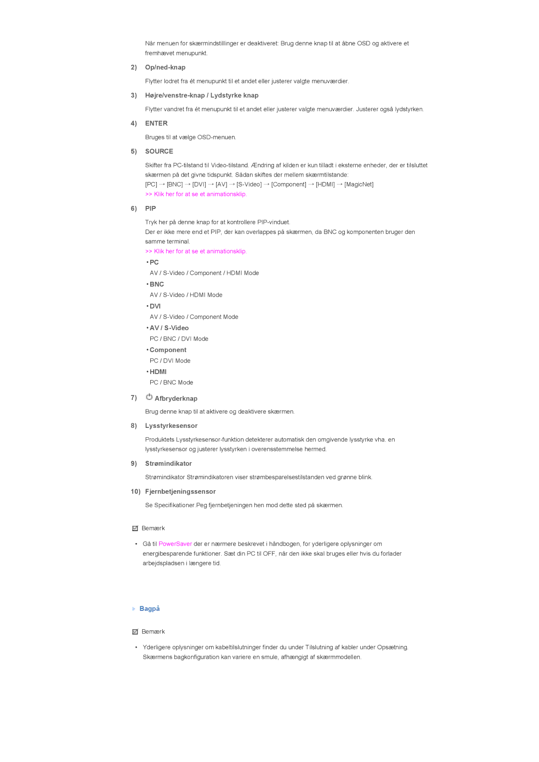 Samsung LS57BPTNS/EDC manual Enter, Source, Bnc, Dvi, Hdmi 