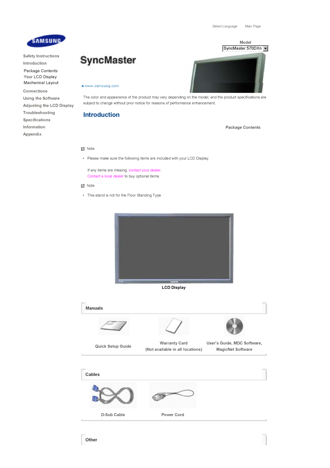 Samsung LS57BPTNBF/EDC, LS57BPTNS/XSJ, LS57BPTNS/EDC, LS57BPTNB/EDC manual Package Contents, Quick Setup Guide, Sub Cable 