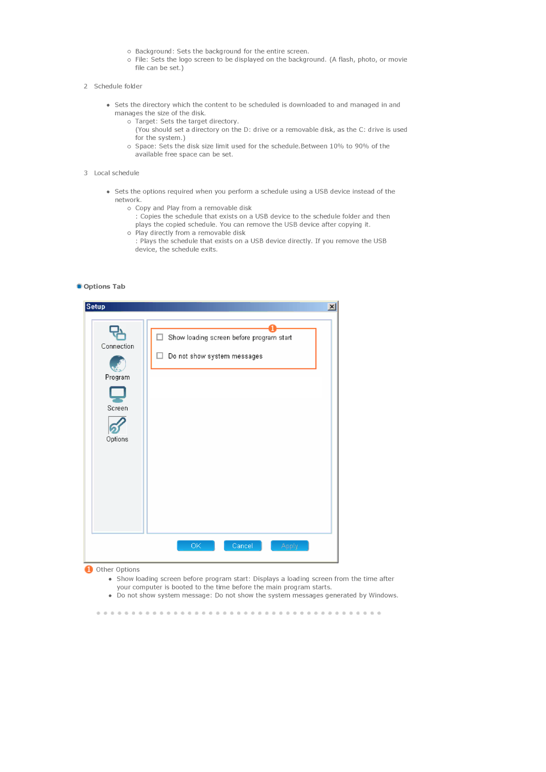 Samsung LS57BPTNBF/EDC, LS57BPTNS/XSJ, LS57BPTNS/EDC, LS57BPTNB/EDC manual Options Tab 