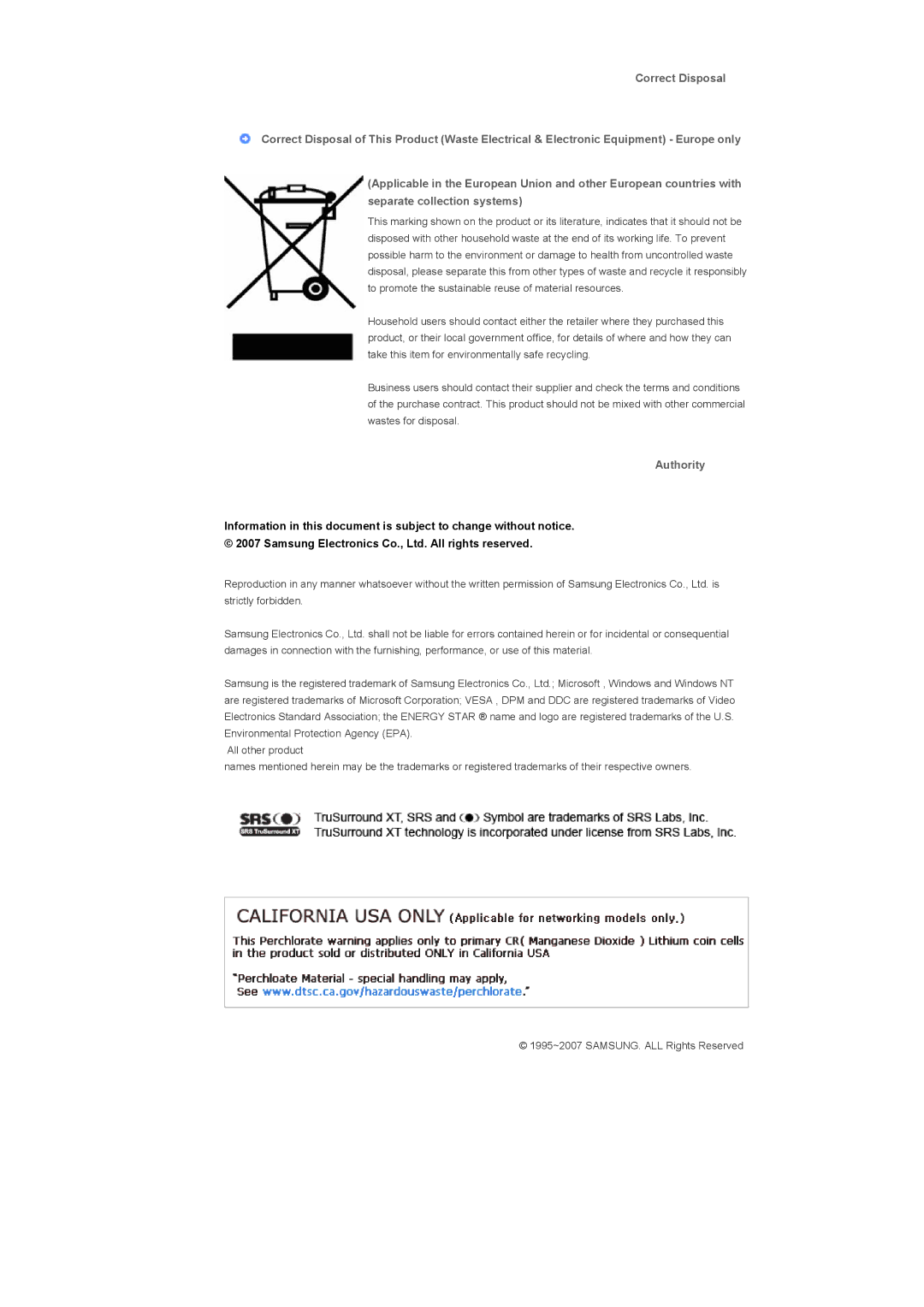 Samsung LS57BPTNS/XSJ, LS57BPTNS/EDC, LS57BPTNB/EDC, LS57BPTNBF/EDC manual Authority 