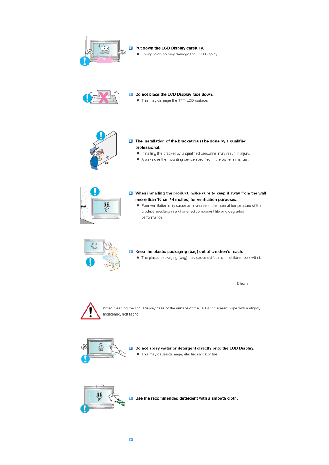 Samsung LS57BPTNS/EDC, LS57BPTNS/XSJ, LS57BPTNB/EDC, LS57BPTNBF/EDC manual Clean 